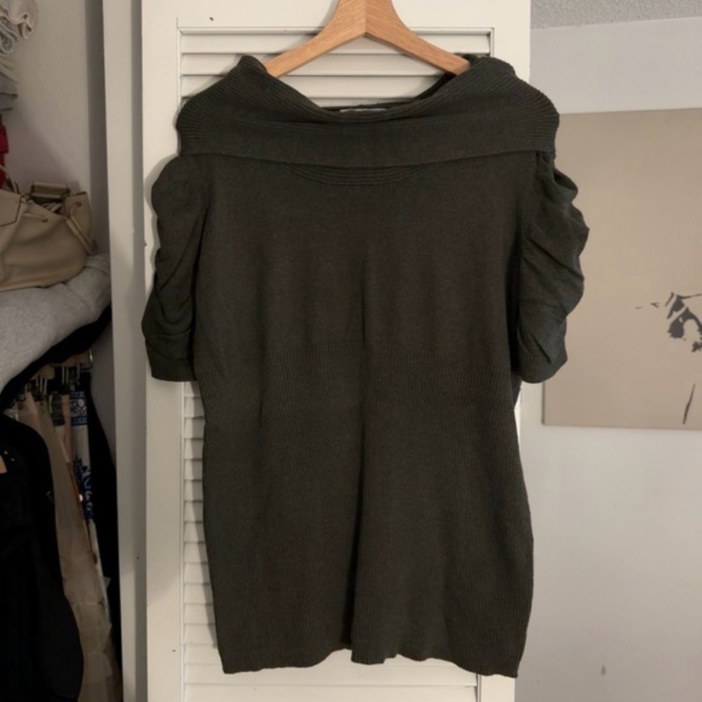 Oh Baby by Motherhood Ribbed Knit Top | Olive | L | Y2K